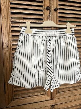 Reformation Billy Shorts Savoy Stripe Boxer Elastic Waist High Rise Size Small